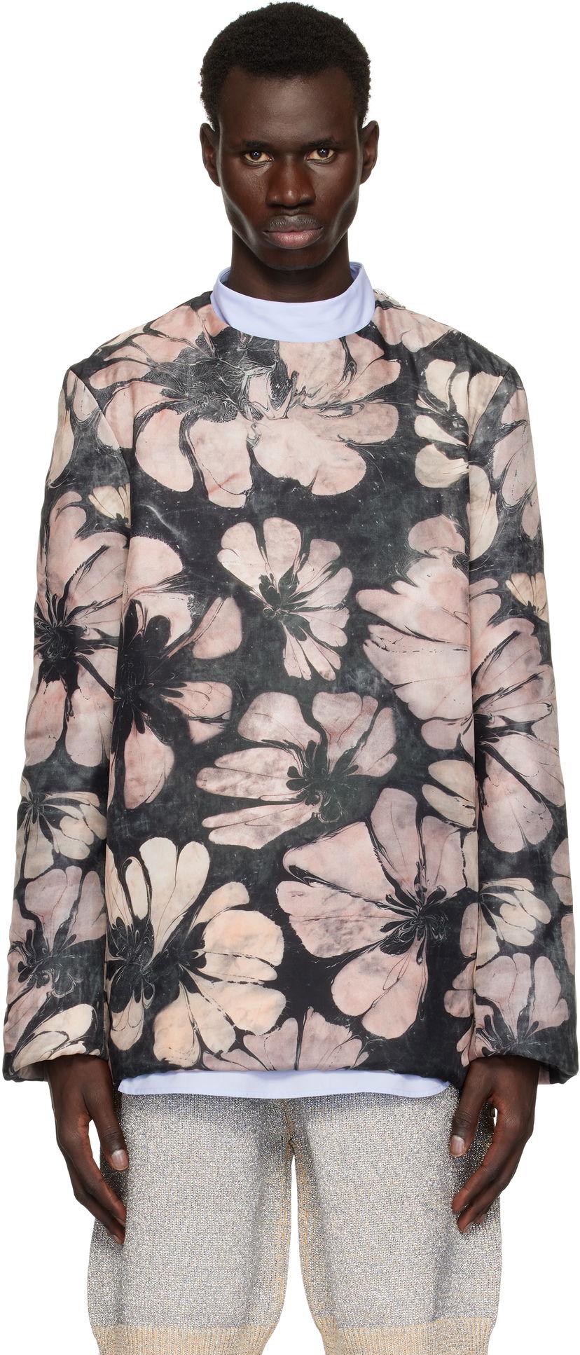 Sweater Dries Van Noten Dries Van Noten Silk Floral-Print Long Sleeve Top Rosa | 251-020746-1202