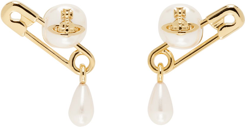 Örhängen Vivienne Westwood Vivienne Westwood Claude Small Pearl Safety Pin Stud Earrings Metallisk | 62010363-02R107-