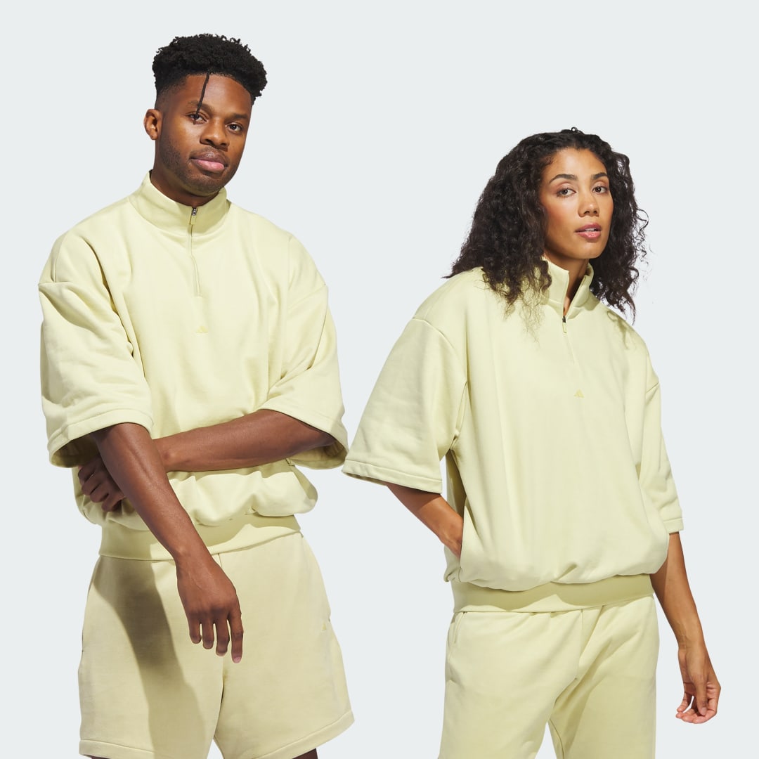 Sweater adidas Performance Basketball Sueded 3/4 Half-Zip Crewneck Gul | IN7713, 0