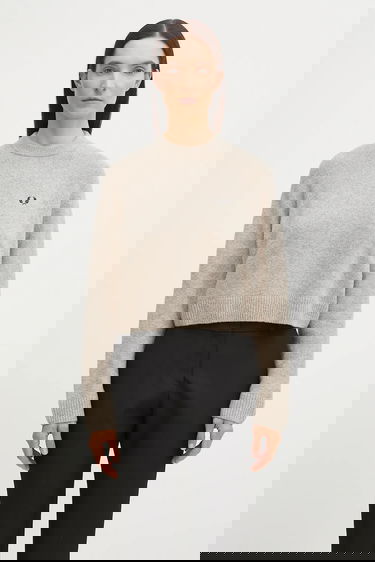 Sweater Fred Perry Fred Perry Cropped Wool-Blend Sweater Beige | K1115, 0