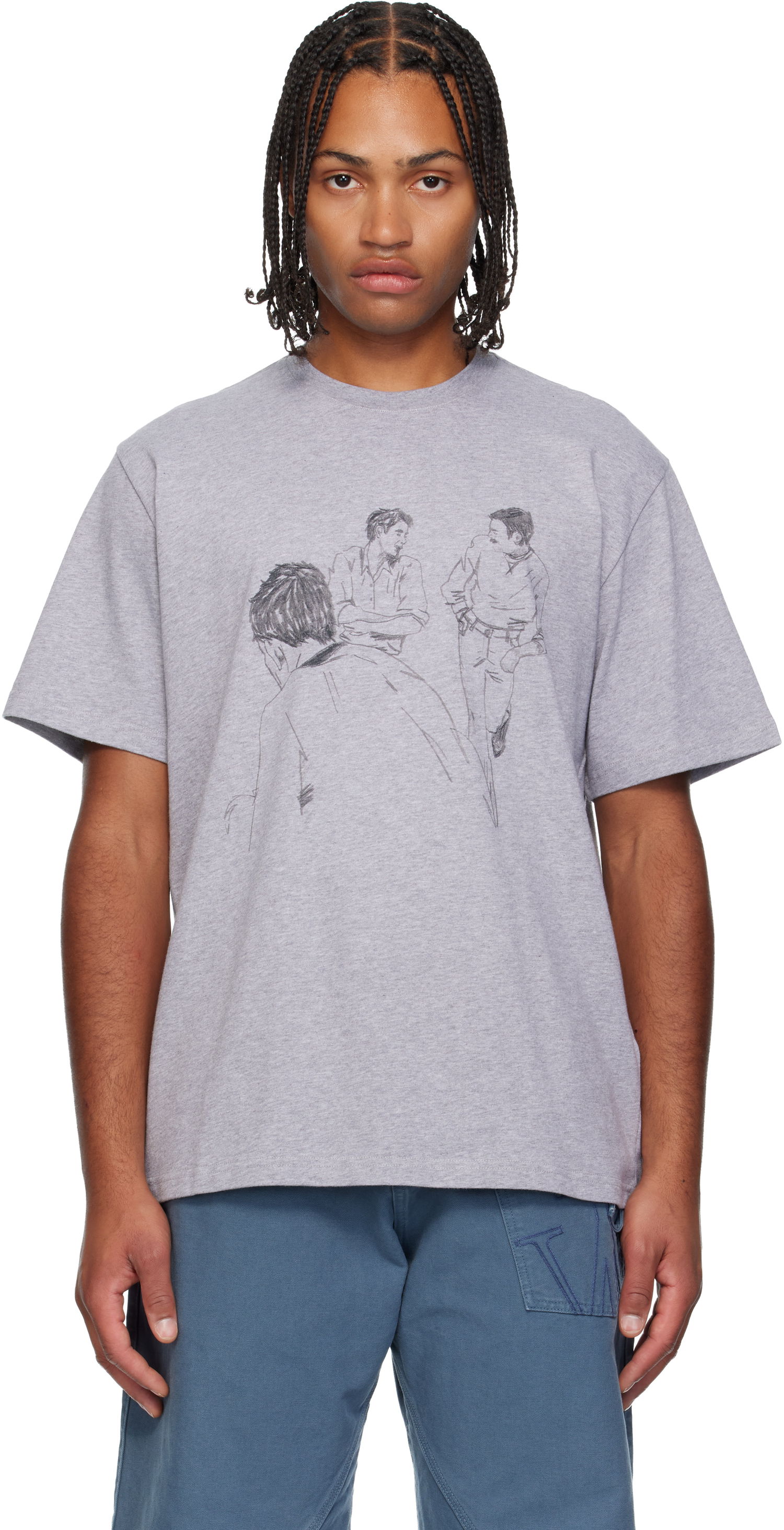 T-shirt JW Anderson Cafe Scene Printed T-shirt Grå | JT0303-PG1510, 0