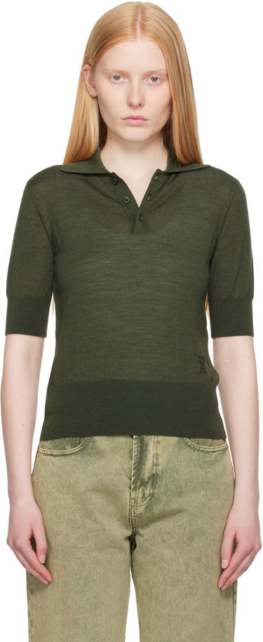 Polotröja AMI AMI Paris Wool Polo Shirt Grön | FPL166.KN0066, 0