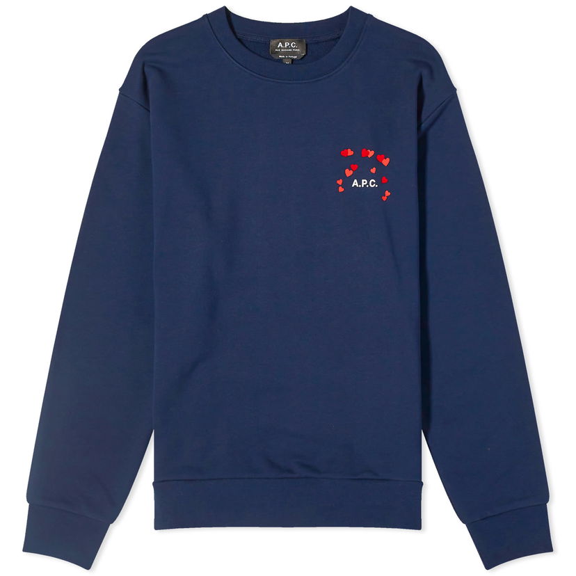 Sweater A.P.C. alentines Logo Crewneck Mörkblå | COEIP-M27895-IAK