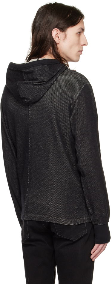 Sweatshirt rag & bone Collin Textured Knit Hoodie Svart | MBC22HT024JQ24, 2
