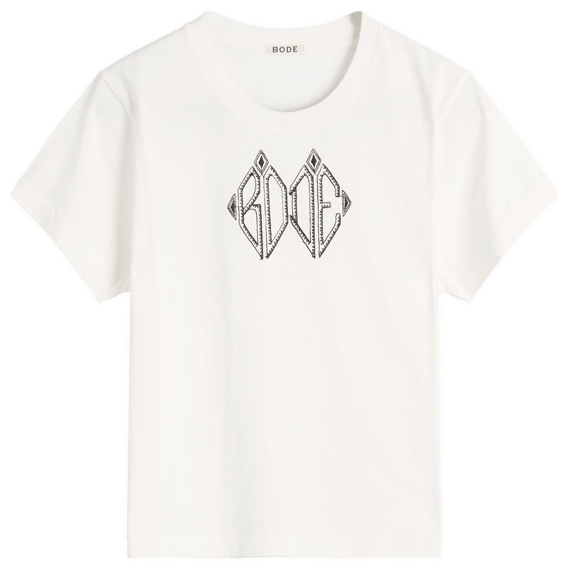 T-shirt Bode Diamond Monogram T-Shirt Vit | WRF25CS018-CREAM