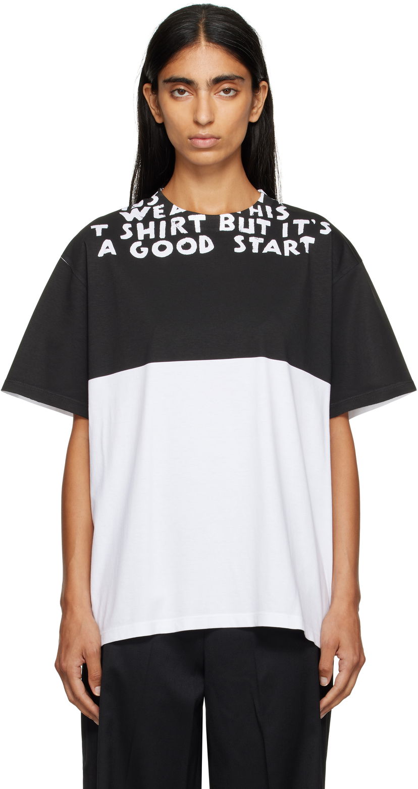 T-shirt Maison Margiela MM6 Maison Margiela Two-Tone T-Shirt Vit | SH2GC0033 M20048