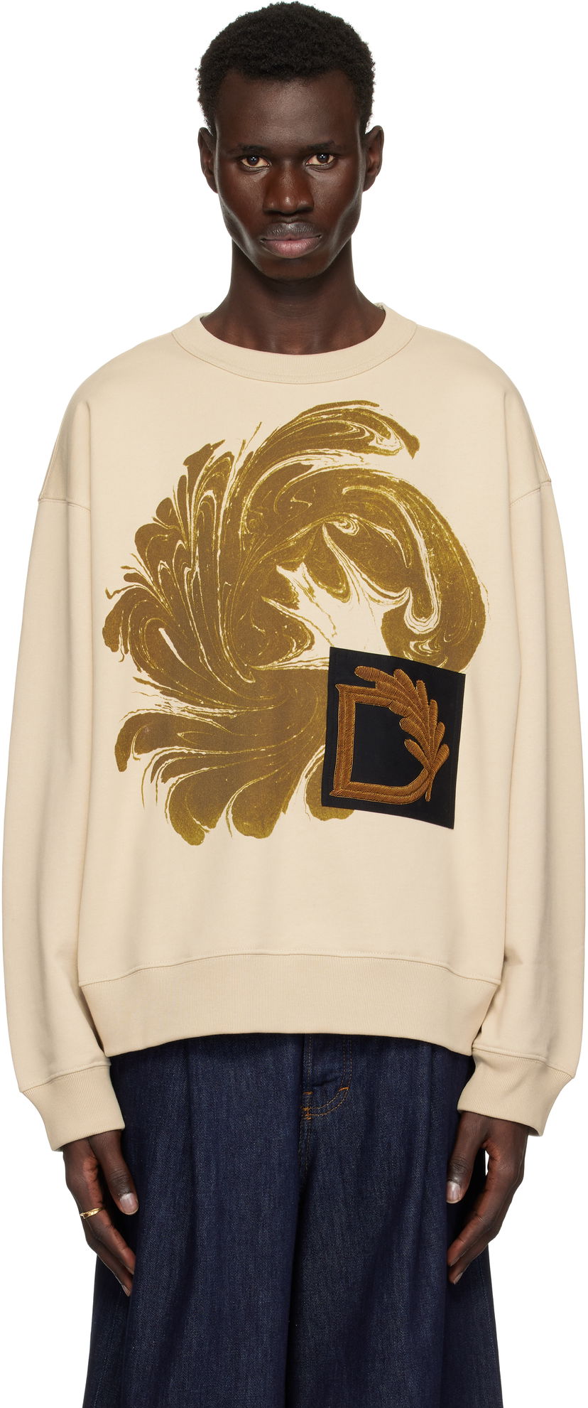 Sweatshirt Dries Van Noten Dries Van Noten Appliqué Sweatshirt Beige | 251-021166-1610