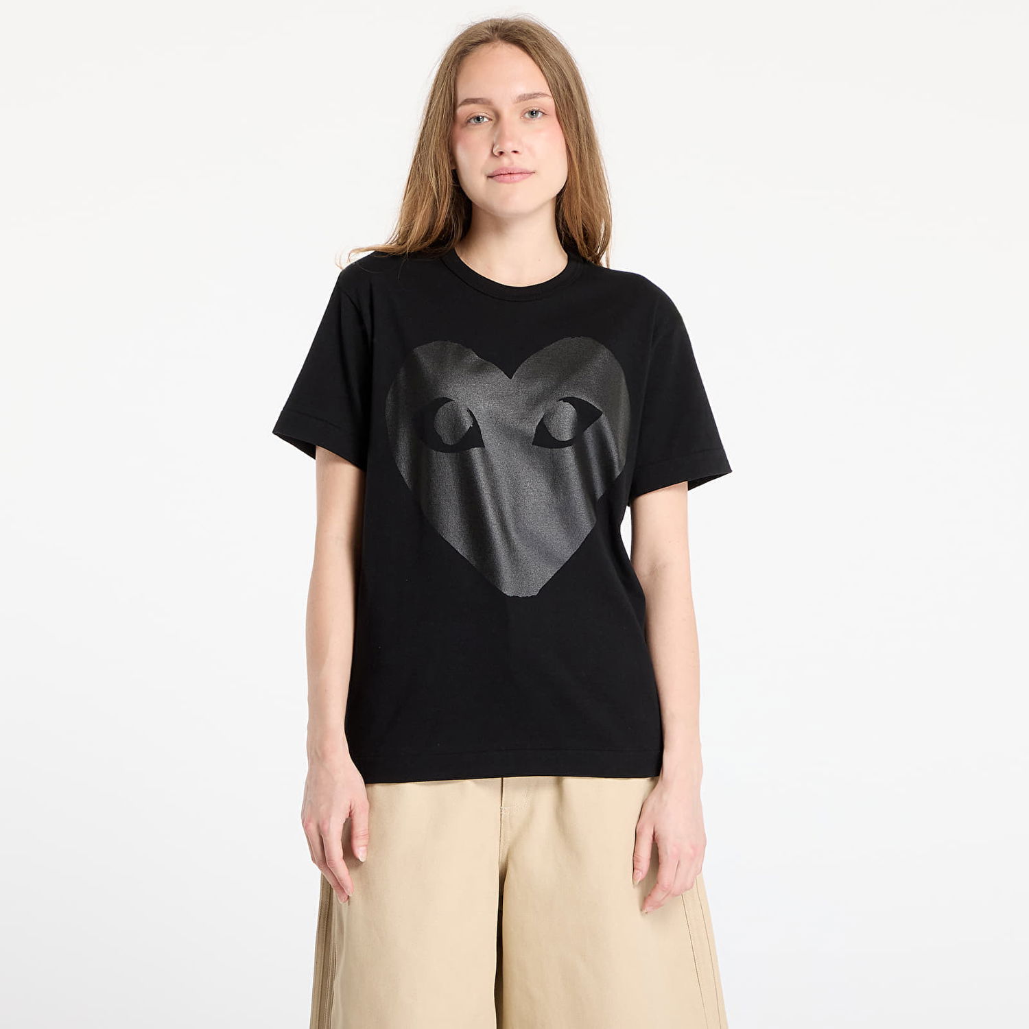 T-shirt Comme des Garçons Comme des Garçons PLAY Logo Print Knit T-Shirt Svart | AX-T190 BLACK, 0