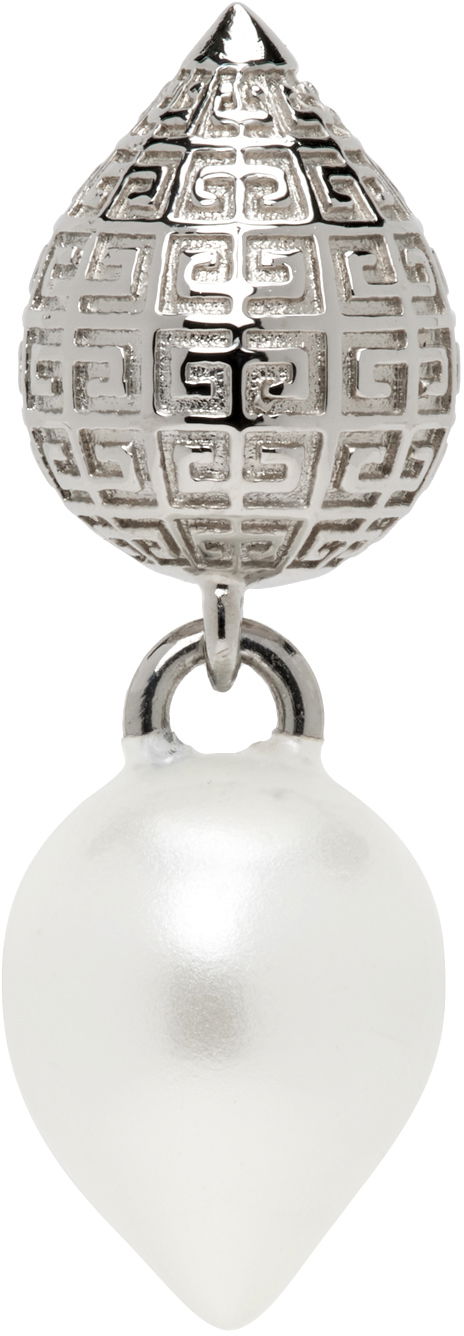 Örhängen Givenchy Silver & White G Stud Single Earring Grå | BN105WF045132, 0