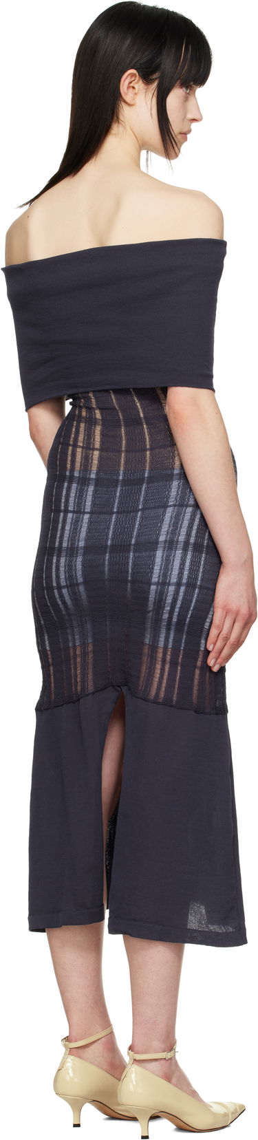 Klä OUR LEGACY Our Legacy Off-The-Shoulder Maxi Dress Mörkblå | W2253CWN, 2