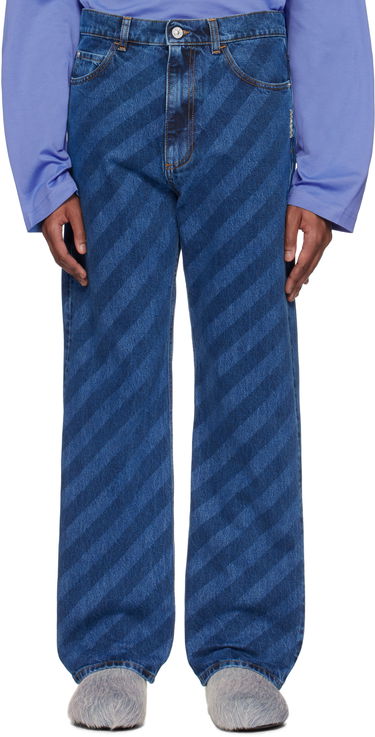 Jeans Marni Marni Wide Leg Diagonal Stripe Jeans Blå | PUJU0021A0 USCX36, 0