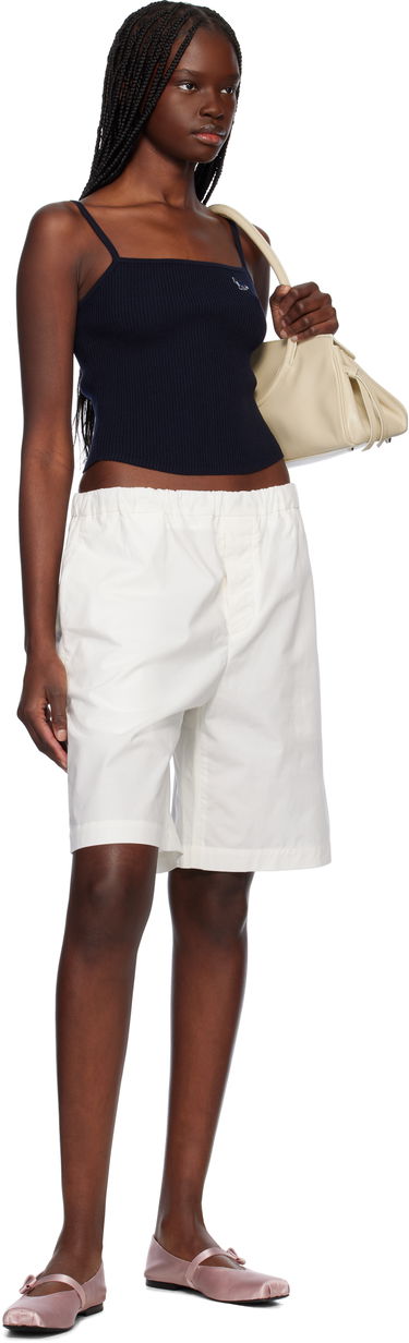 Linne MAISON KITSUNÉ Maison Kitsuné Baby Fox Patch Fine Rib Cropped Camisole Mörkblå | OW00601KT1091, 3