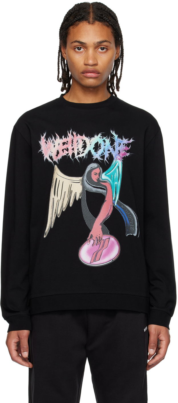 Sweatshirt We11done We11done Graphic Print Sweatshirt Svart | WD-TS3-23-785-U-BK