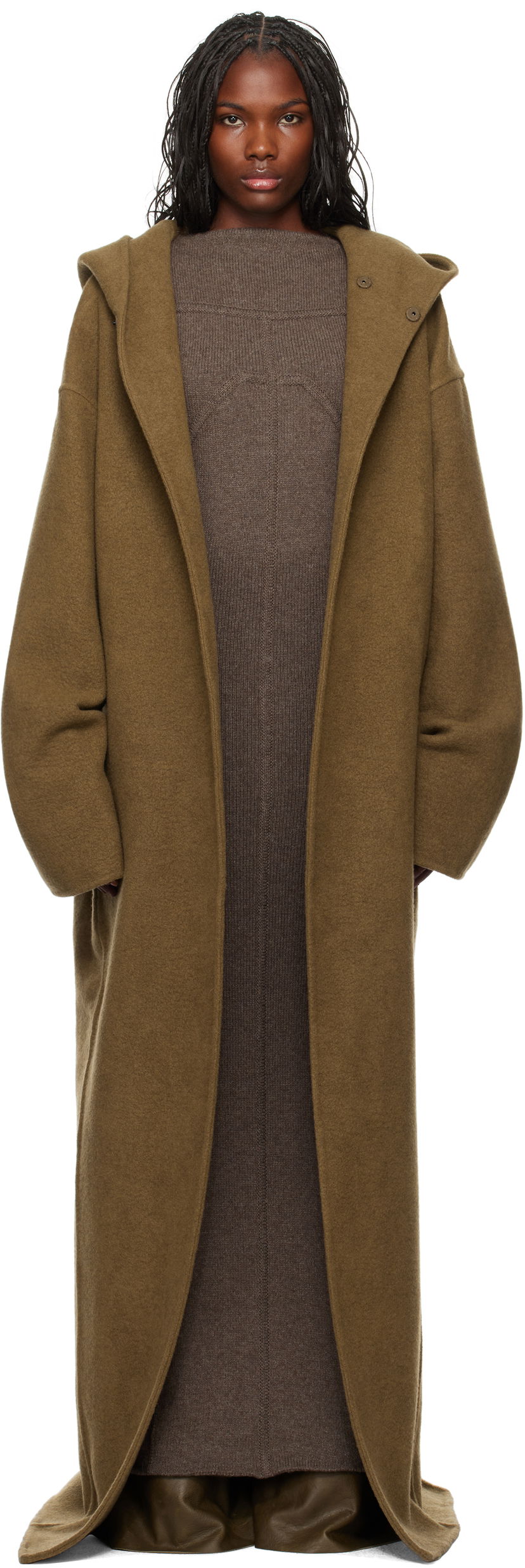 Rockar Rick Owens Hooded Robe Long Coat Grön | RO02D3957 DDR