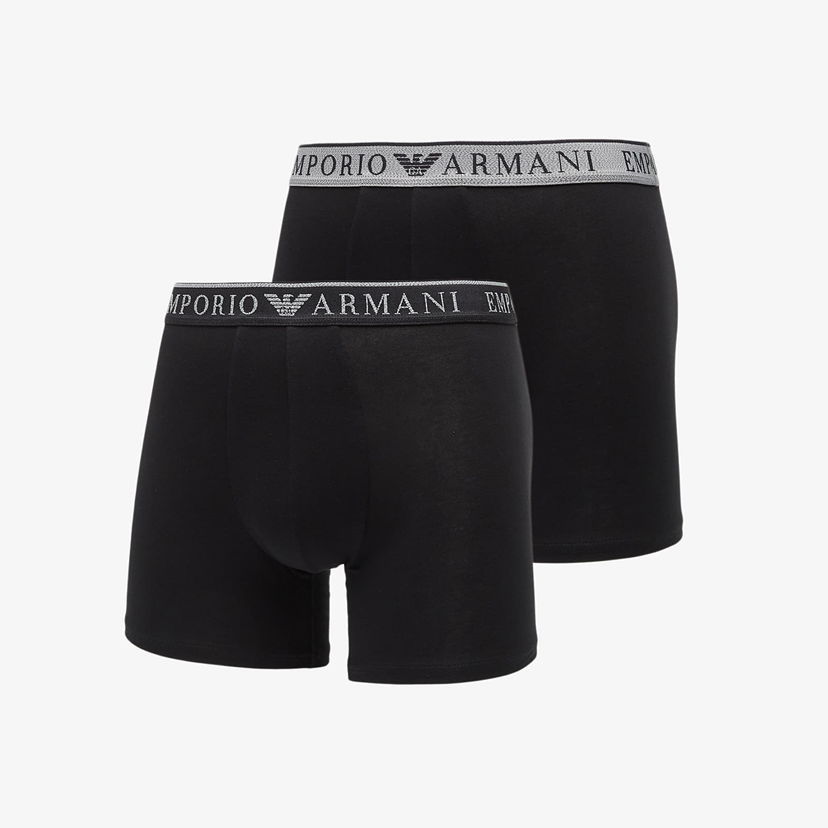 Boxare Emporio Armani EA7 Bottom Trunk 2-Pack Black/ Black Svart | EM000255AF10776MC108