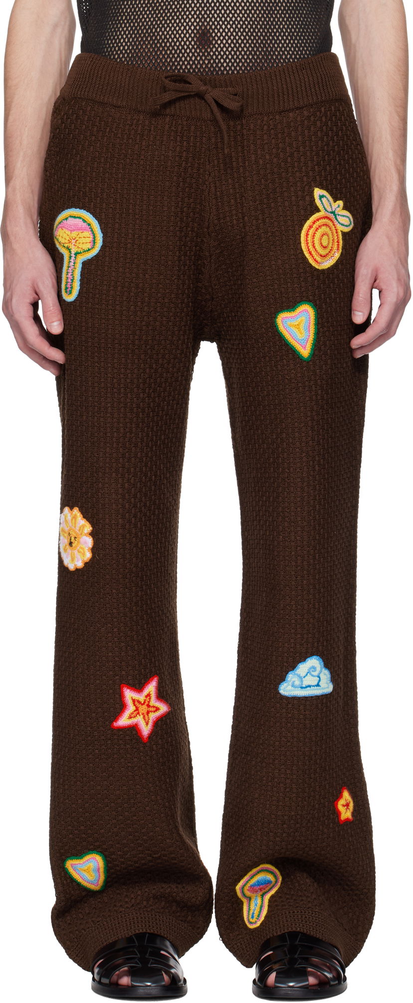 Träningsbyxor Casablanca Casablanca Motif Crochet Sweatpants Brun | MS25-KW-915-01