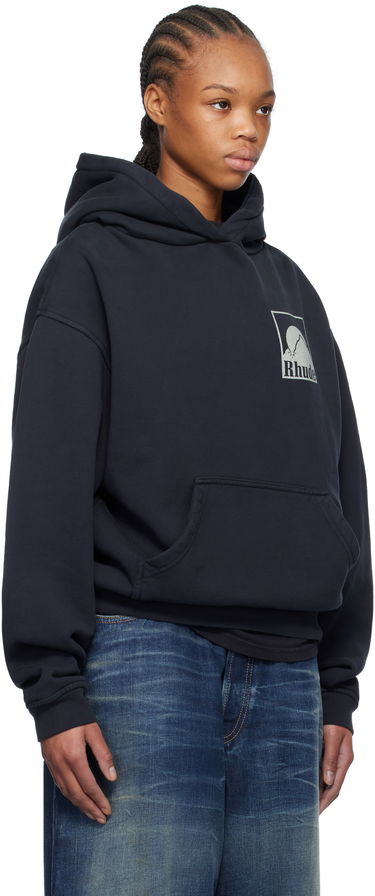 Sweatshirt Rhude Rhude Moonlight Badge Hoodie Mörkblå | RHPS25HO05012, 4