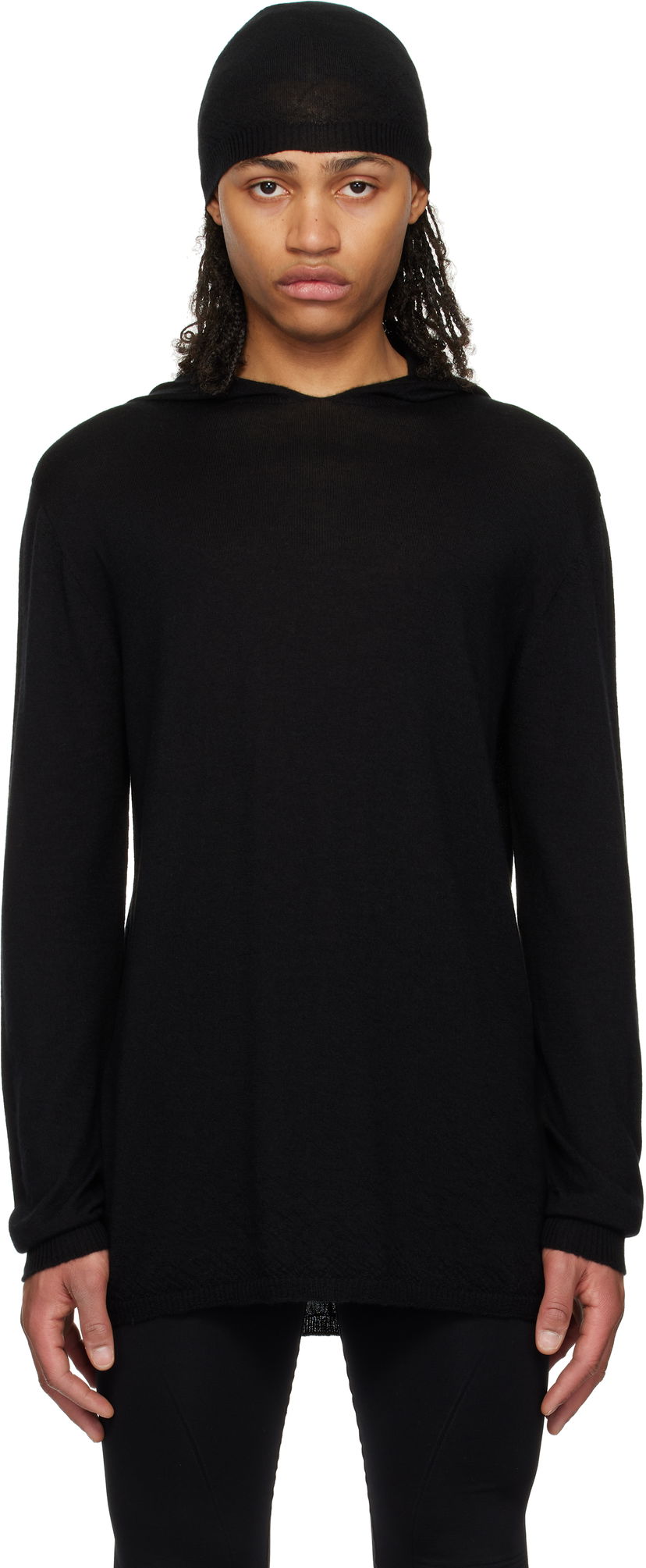 Sweatshirt Rick Owens Rick Owens Hollywood Oversized Long Sleeve Hoodie Svart | RU01E5623 WS