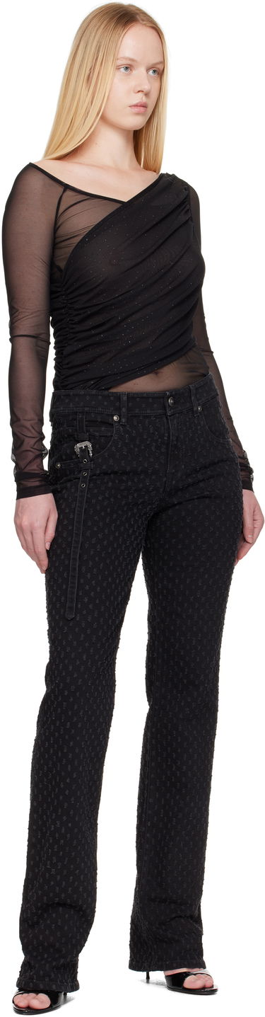 T-shirt Versace Versace Jeans Couture 'STR' Tulle Glitter Long Sleeve Top Svart | E78HAH600_EJ0192, 4