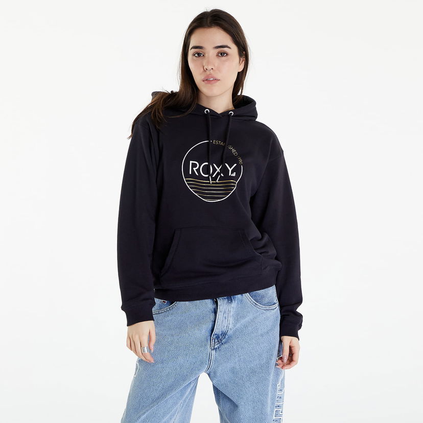 Sweatshirt Roxy Surf Stoked Hoodie Terry Gray Svart | ERJFT04815-KVJ0