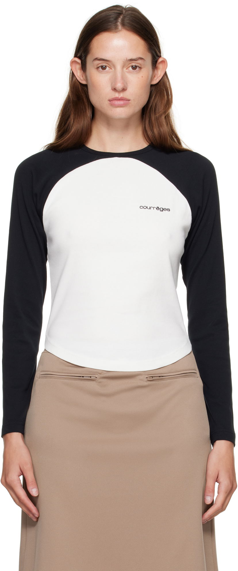 T-shirt Courrèges Courrèges Circle Contrast Long Sleeve T-Shirt Vit | 325JTS228JS0203