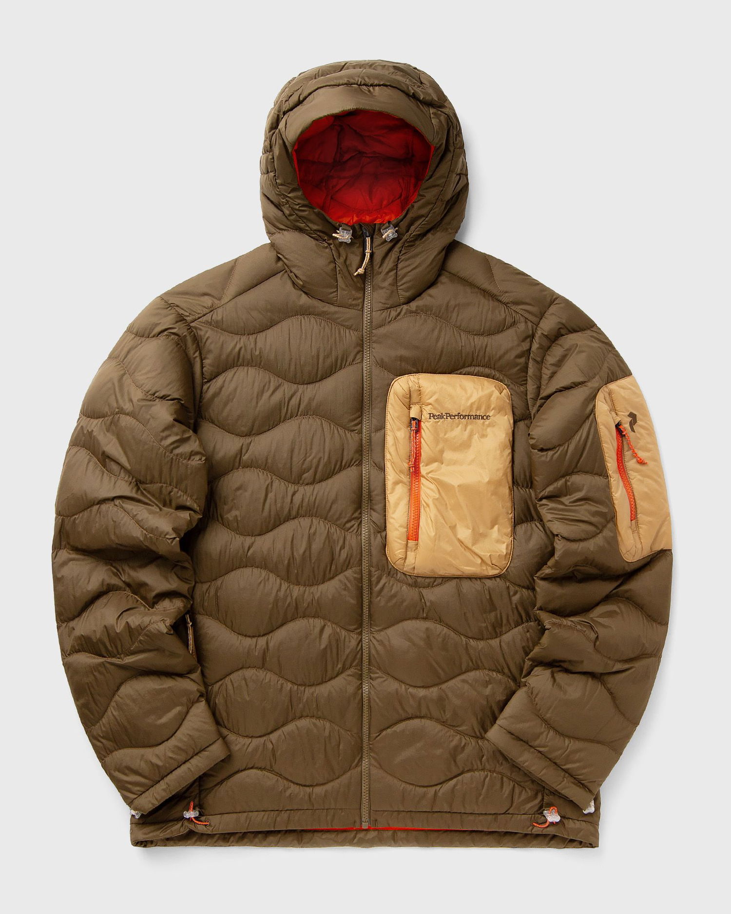 Pufferjacka Peak Performance HeliuUtility Wavy Quilted Down Hooded Jacket Brun | G79848080, 0