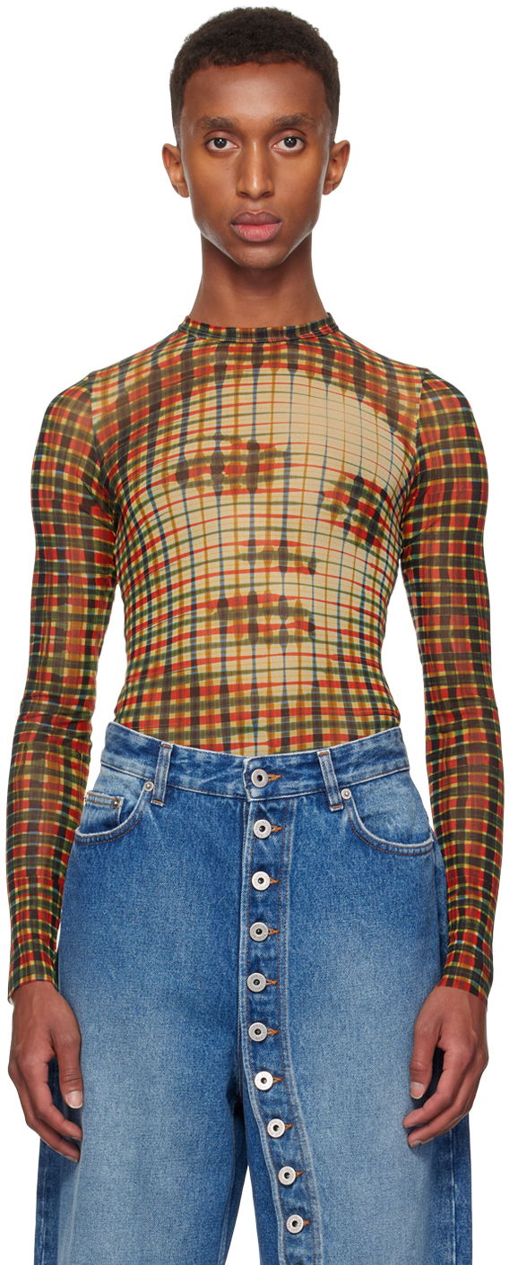 T-shirt Jean Paul Gaultier Gaultier Tartan Face Long Sleeve T-Shirt Flerfärgad | 24/31-F-TO224-T563-95105030