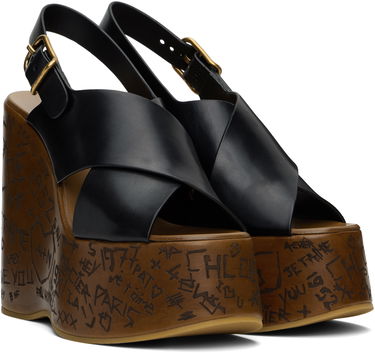 Sneakers och skor CHLOÉ Maxime Graffiti Print Wedge Sandals Svart | CHC24A02YLU, 3