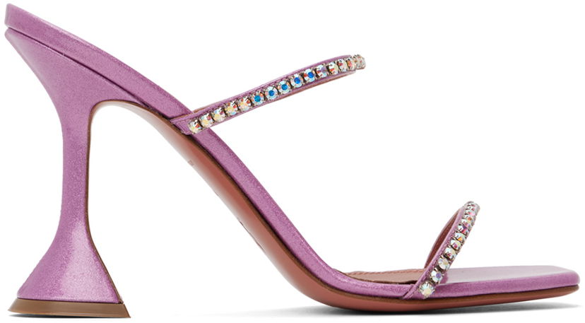 Skovård Amina Muaddi Amina Muaddi Gilda Crystal-Embellished Heeled Sandals Purpur | GILDA SLIPPER CL GLITTER