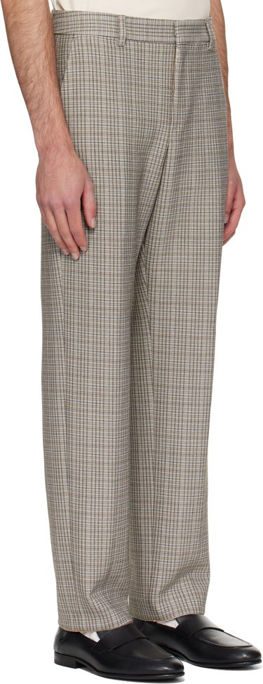 Byxor BOSS BOSS Relaxed-Fit Checked Stretch Trousers Brun | 50546061, 1