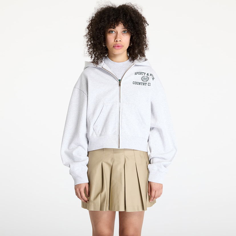 Sweatshirt Sporty & Rich Sporty & Rich Varsity Crest Cropped Zip Hoodie Grå | ST068606218GY03