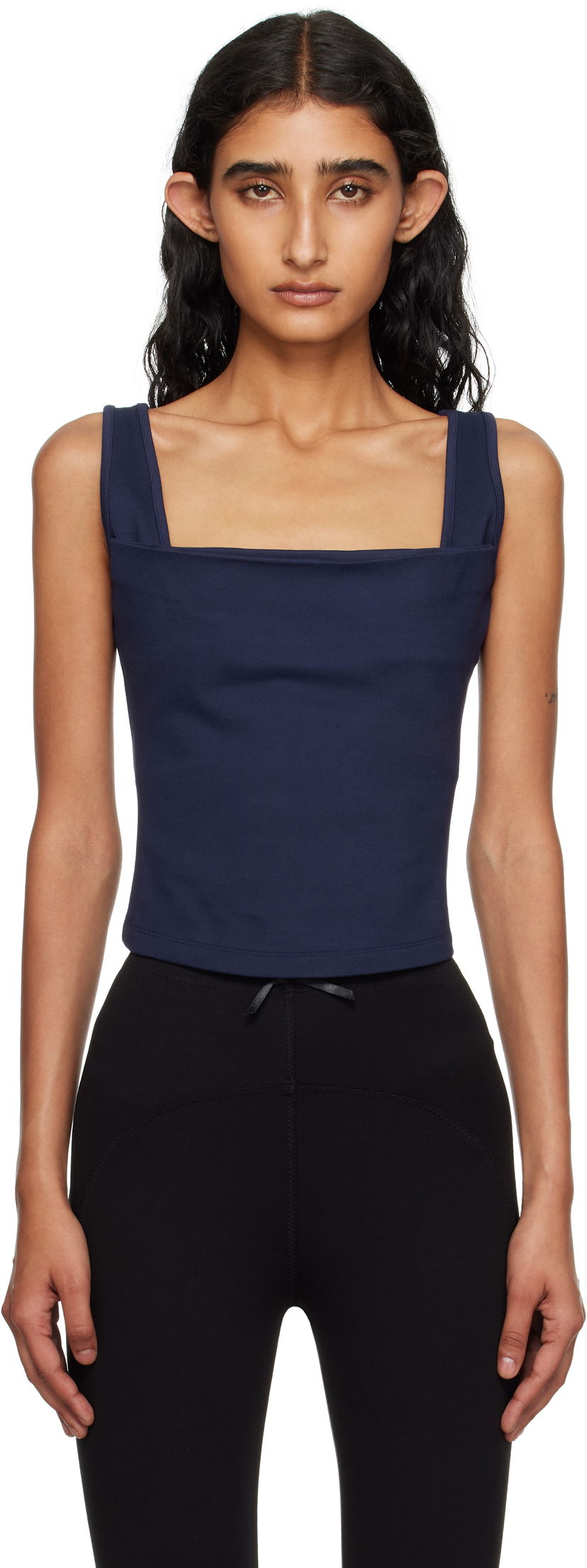 Linne Miaou Miaou Luna Square Neck Tank Top Mörkblå | 7110PONNVY