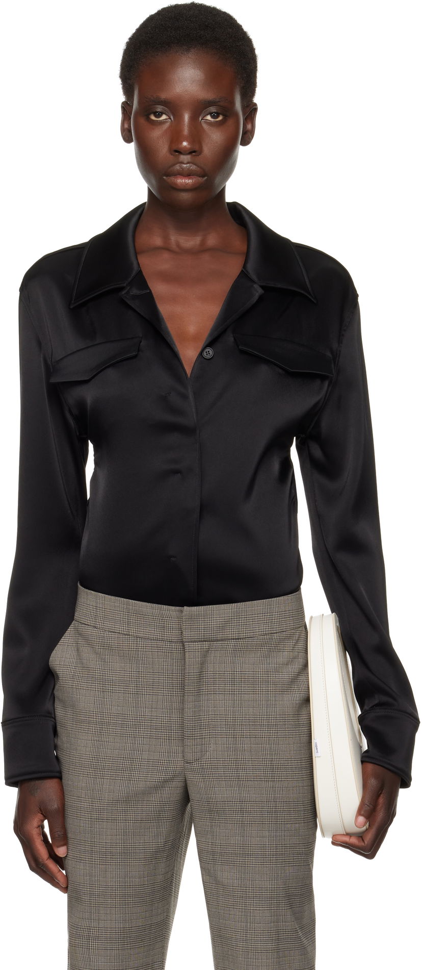 Skjorta Courrèges Courrèges Satin Shirt Svart | 225CBD123TA0007