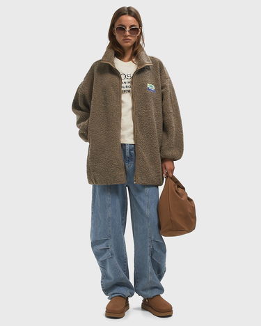 Jacka American Vintage Hoktown Fleece Zip-Up Jacket Brun | HOK17AH25-MUSCADE-CHINE, 1