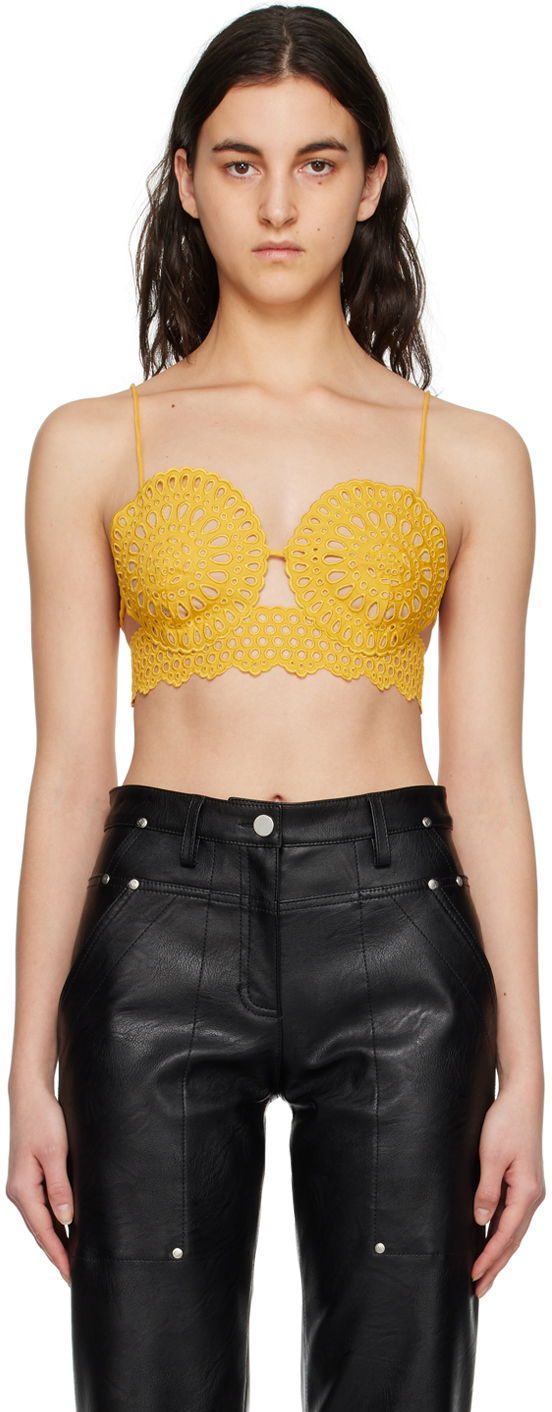 Behå Stella McCartney Stella McCartney Women's Scalloped Camisole Gul | 6T00593BU304
