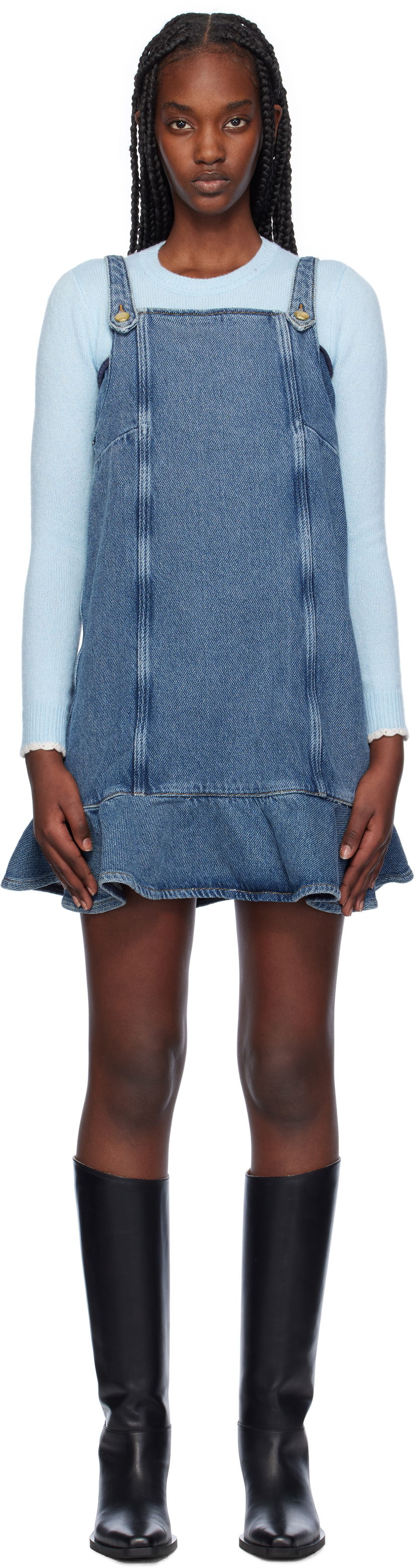 Klä GANNI Paneled Denim Minidress Blå | J1584