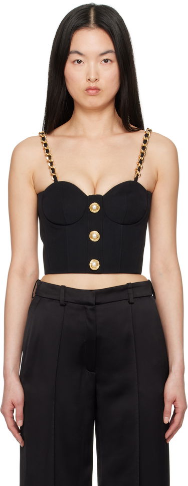 Crop top Balmain Balmain Bustier Top with Chain Straps Svart | EF0AD405WC09, 0