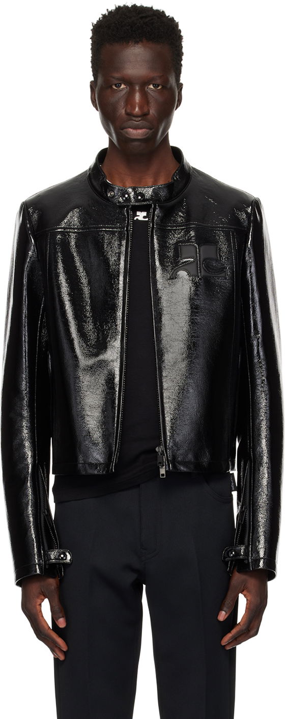 Jacka Courrèges Iconic Leather Jacket Svart | 124CBL175VY0014