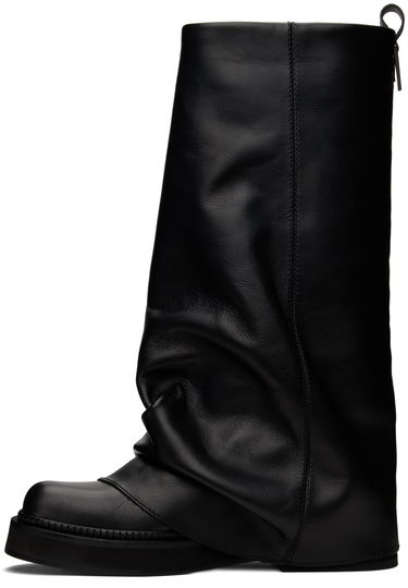 Kläder The Attico Attico Robin Slouch Leather Combat Boots Svart | 241WS798 L019, 2