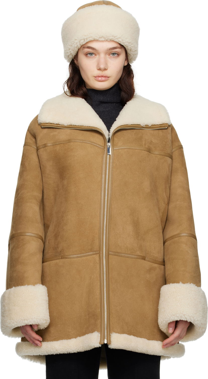 Pufferjacka TOTEME TOTEME Signature Shearling Jacket Brun | 251-WRO876-LE0107