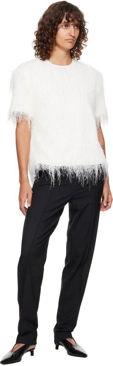 T-shirt Loulou de Saison Loulou de Saison Zaro Fringed T-Shirt Vit | ZARO, 3