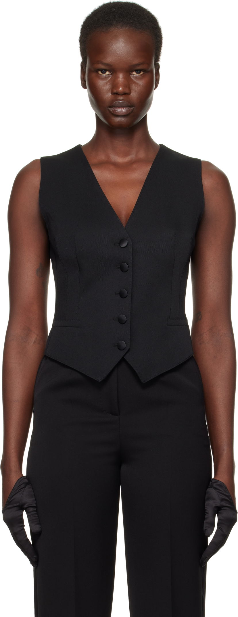 Väst Dolce & Gabbana Gabardine Wool Vest Svart | F791MT FU28J