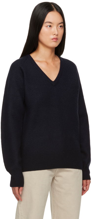 Sweater TOTEME TOTEME Rib V-Neck Sweater Mörkblå | 234-WRTWTP158-YA0011, 1