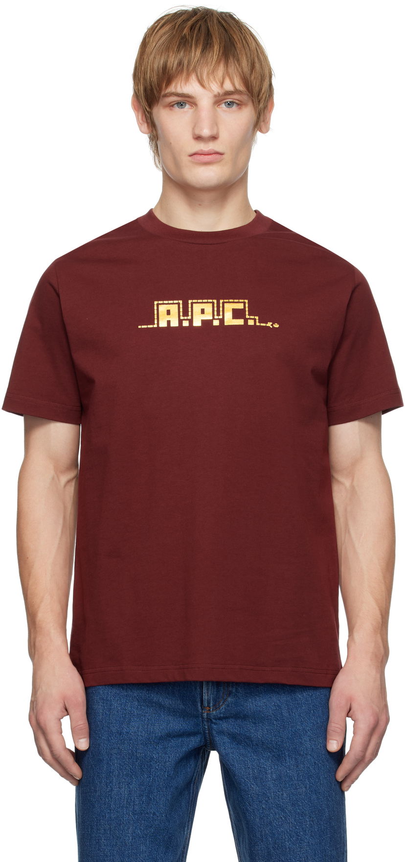 T-shirt A.P.C. Graphic Print Cotton T-Shirt Bourgogne | COHBW-M26502