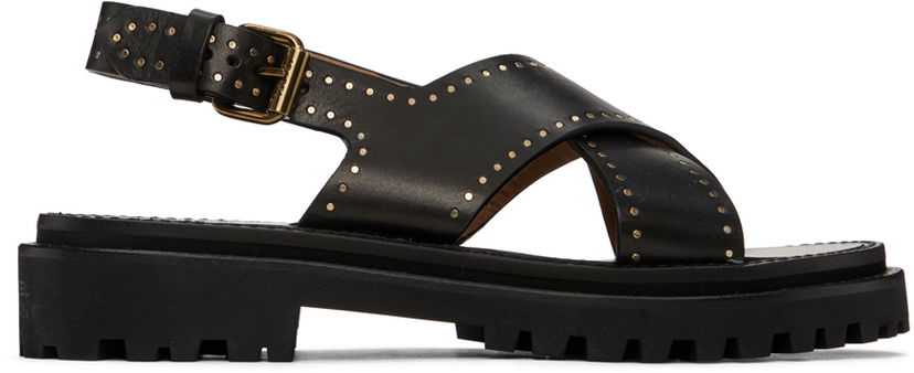 Skovård ISABEL MARANT Isabel Marant Baem Studded Leather Platform Sandals Svart | 24PSD0127FA-B1B19S