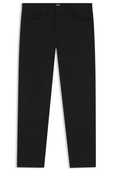 Byxor BOSS BOSS Delaware Slim-Fit Cotton-Blend Twill Trousers Svart | 50543953