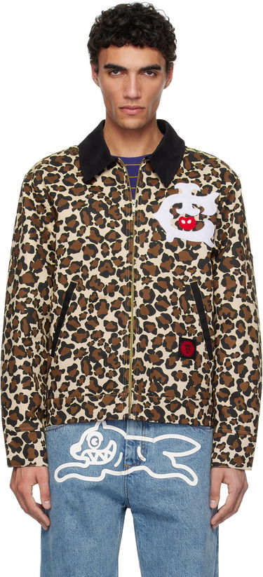 Jacka BBC IceCream ICECREAM Work Jacket with Leopard Print and Graphic Appliqué Beige | IC25174, 0