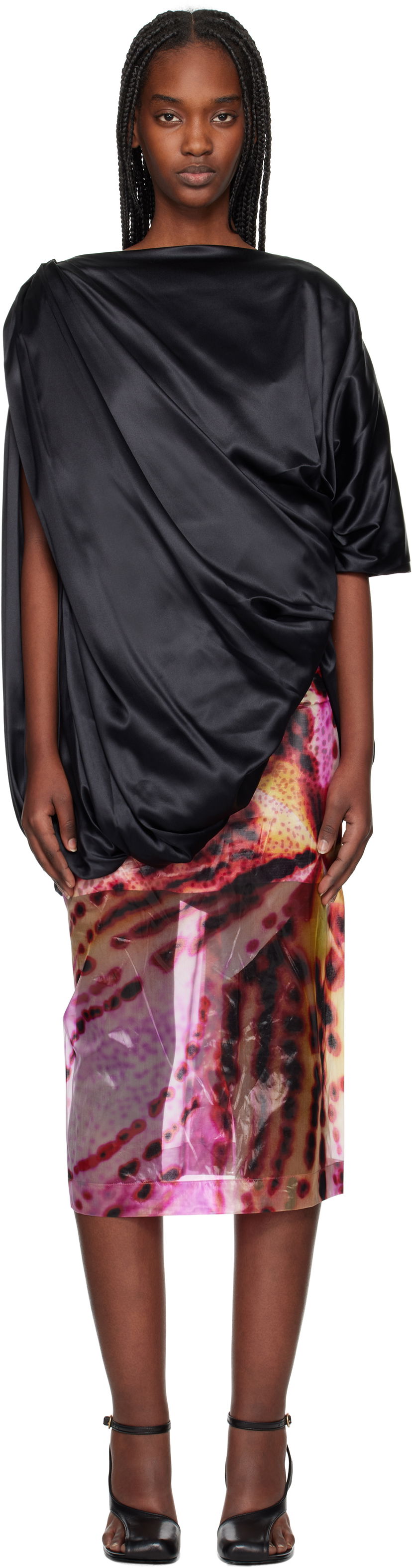 Kjol Dries Van Noten Dries Van Noten Silk Draped Blouse Flerfärgad | 251-010738-1032