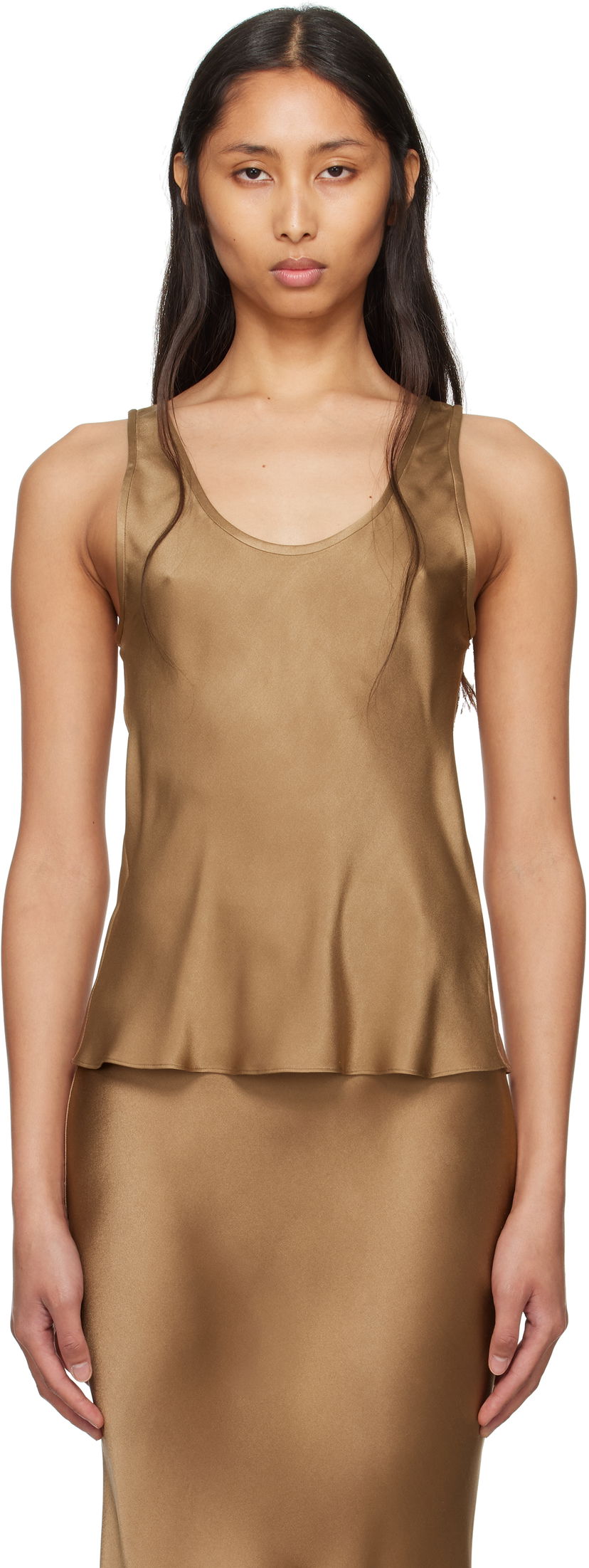 Linne Anine Bing ANINE BING Lea Silk Tank Top Brun | A-07-0839-DKG22