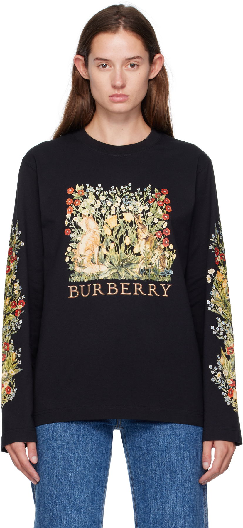 T-shirt Burberry Burberry Forest Print Long-Sleeve T-Shirt Svart | 8115847